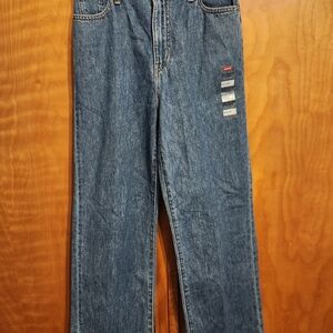 Classic Blue Denim High Waist Straight Leg Levi Jeans